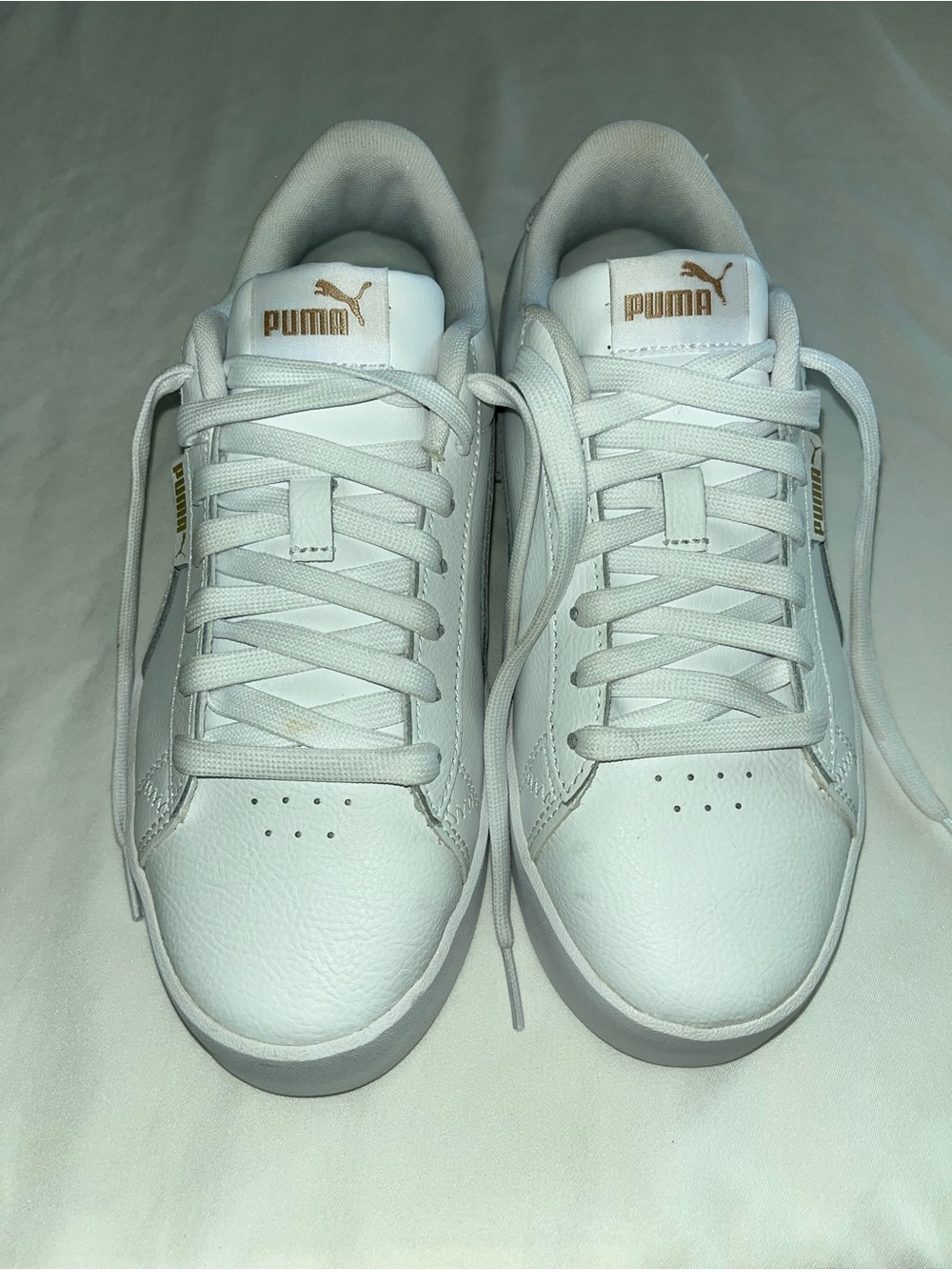 Puma White Sneakers with Gold Logo Accents
